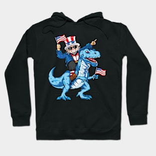 Uncle Sam Riding Dinosaur 4th Of July Hoodie